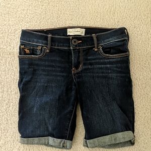 Abercrombie kids dark blue denim shorts